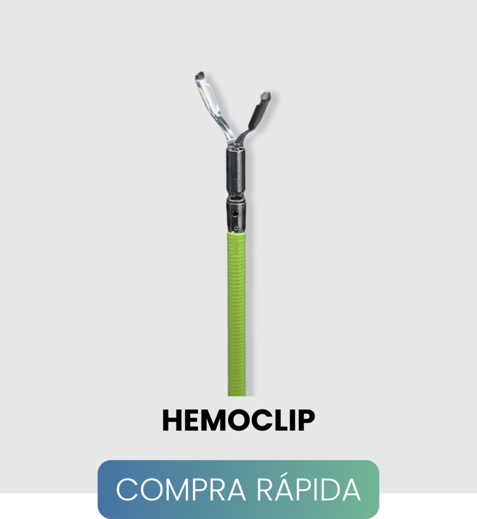 Hemoclip desechable para control de hemorragias en endoscopias y biopsias
