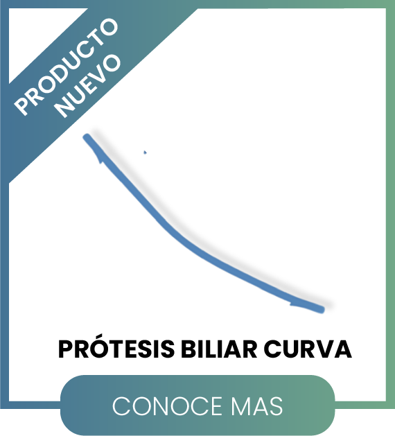 Stent biliar curvo para tratamiento de obstrucciones causadas por cálculos, tumores o estenosis